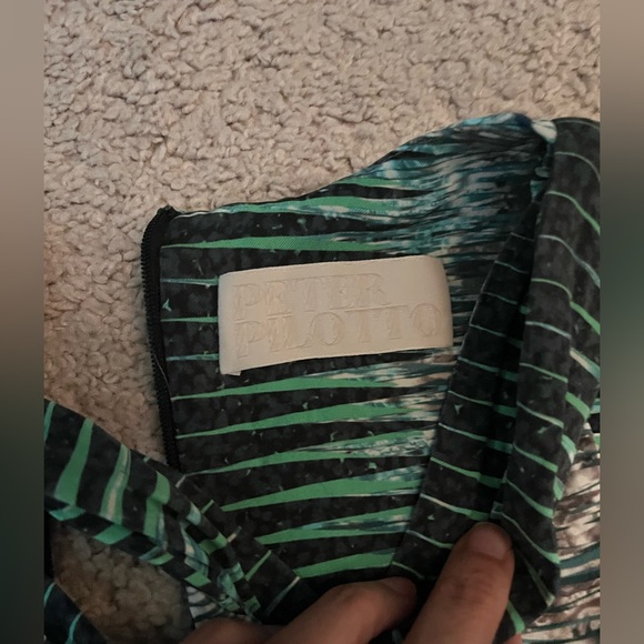 Peter Pilotto Teal and Black Textured Midi Dress - Picture 3 of 8